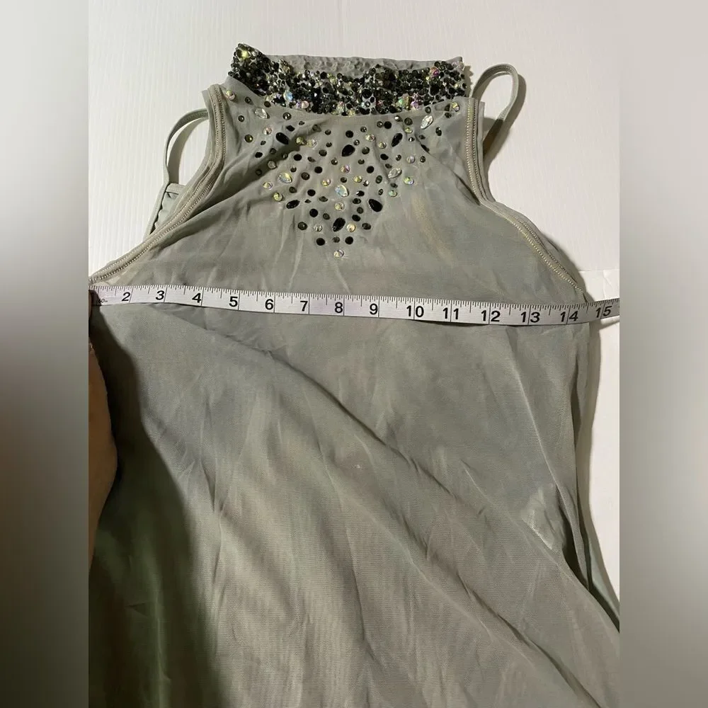 Weissman solo dance costume gray mesh tunic stoned Overdress D10664 MA adult